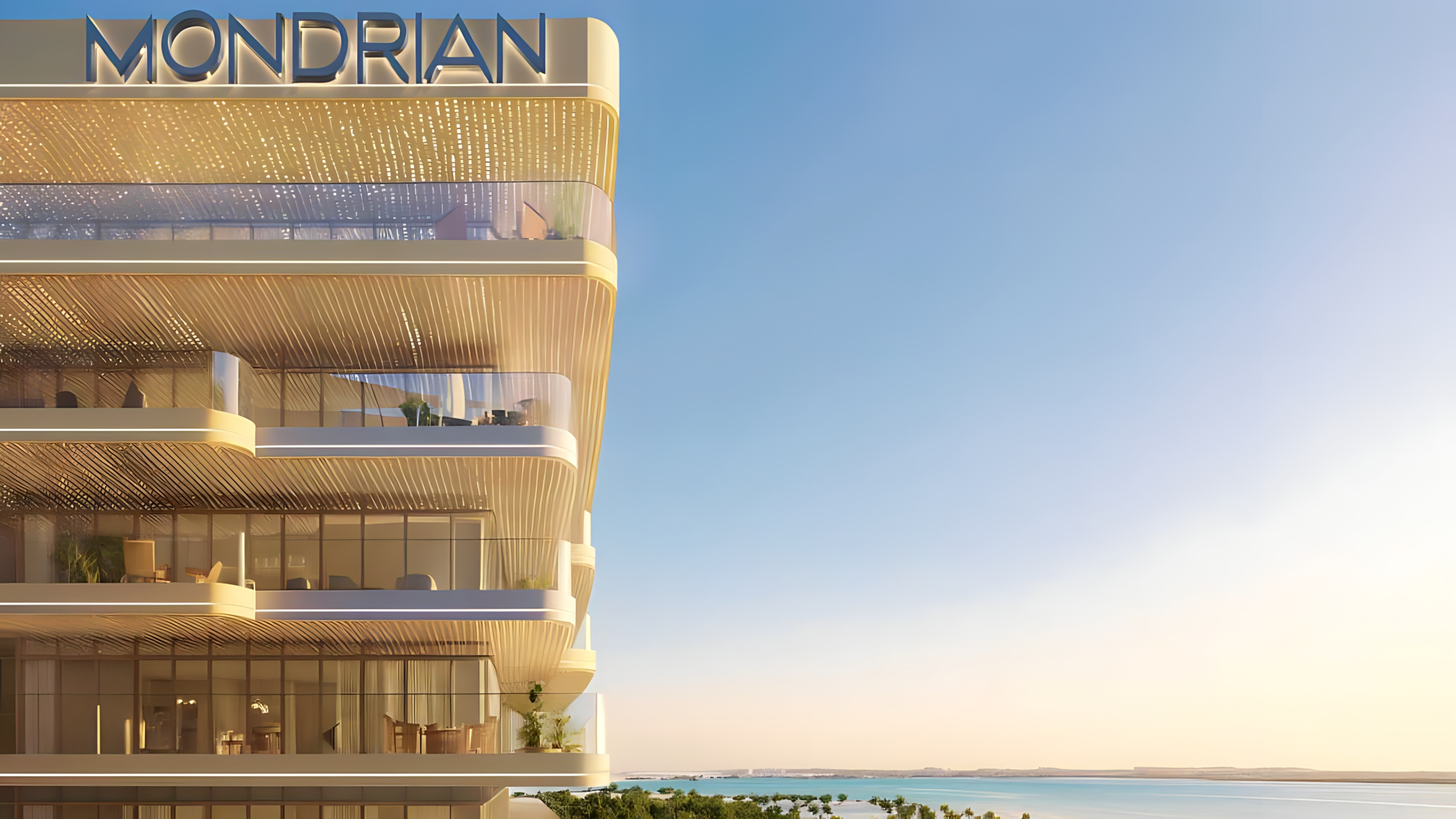 Mondrian Al Marjan Island beachfront luxury residences with private beach access and 5-star amenities